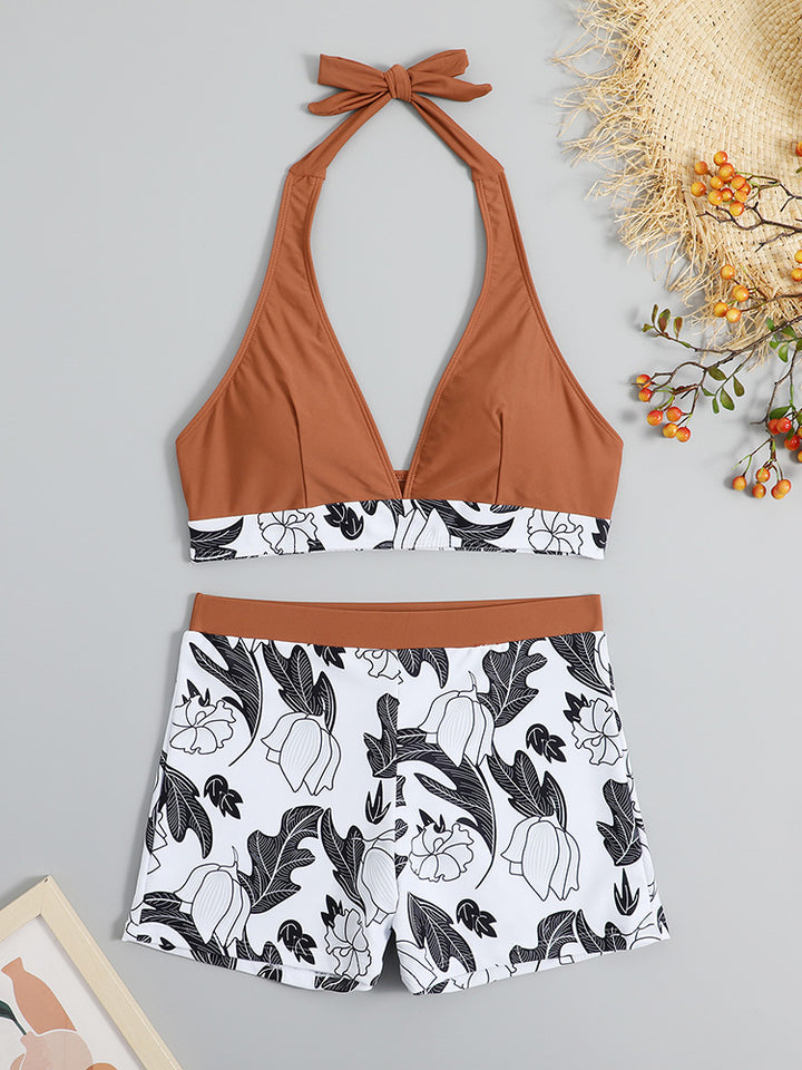 Damen Triangel-Bikini mit floralem Shorts-Design Drune