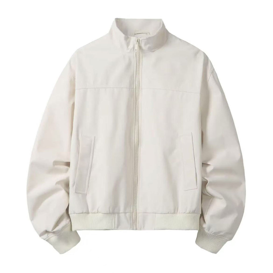 Herren Minimalistische Utility-Zipjacke im Bomberstil mit hohem Kragen und verdeckten Eingriffstaschen Drune