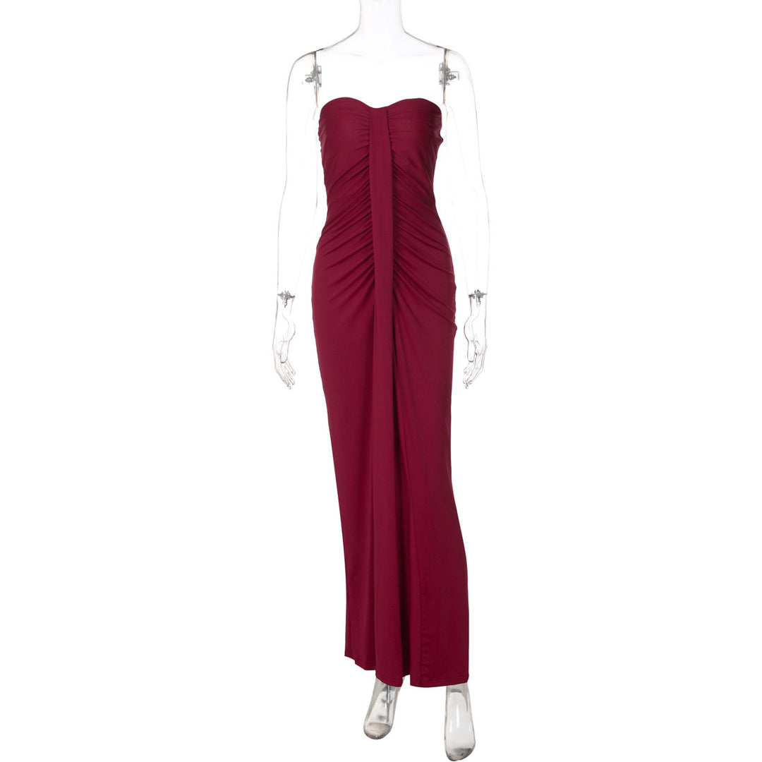 Damen Elegantes Maxi-Kleid mit raffiniertem Tailleneinsatz und Raffung Drune
