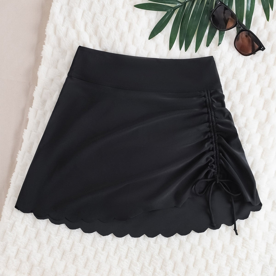 Damen Bade-Rock mit Raffungsdetails und eleganter Wellenkante Drune