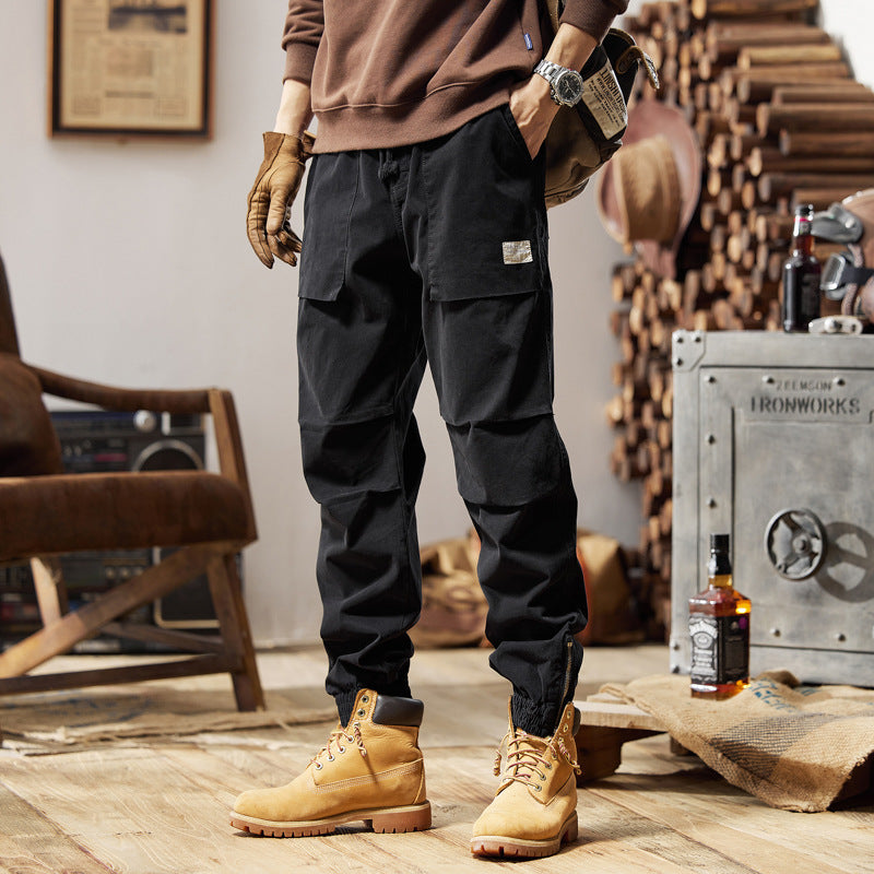 Herren Canvas‑Utility‑Jogger mit verstärkten Kniepaneelen, Klapptaschen und elastischem Knöchelsaum Drune