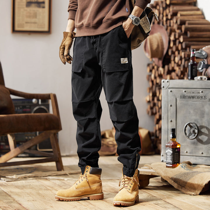 Herren Canvas‑Utility‑Jogger mit verstärkten Kniepaneelen, Klapptaschen und elastischem Knöchelsaum Drune