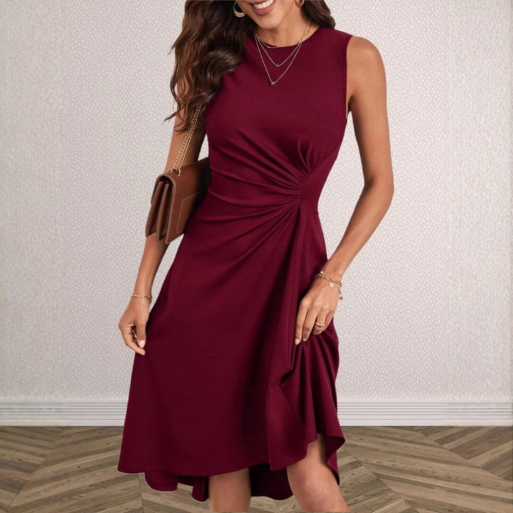 Damen Elegantes Wickelkleid mit asymmetrischem Saum und Raffung Drune