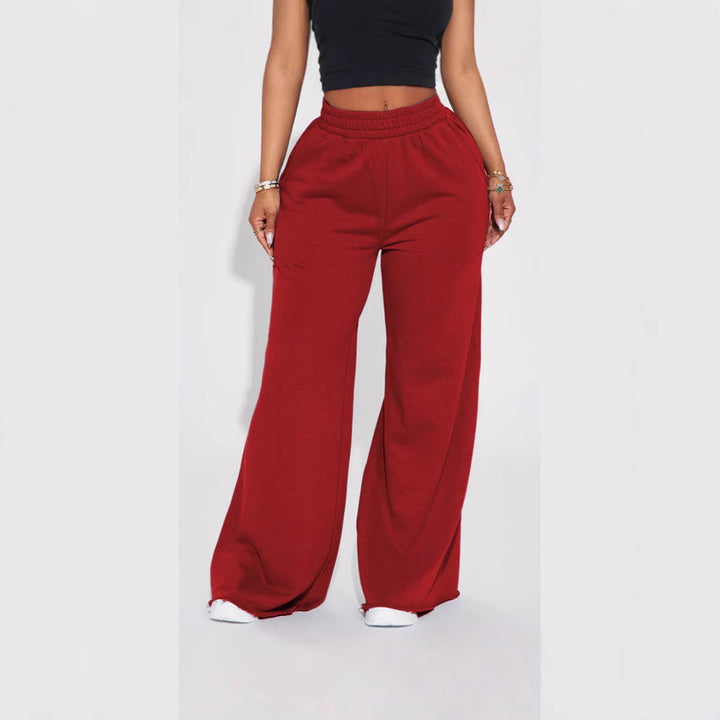 Damen nan weite High-Waist Loungehose mit elastischem Bund und praktischen Seitentaschen Drune
