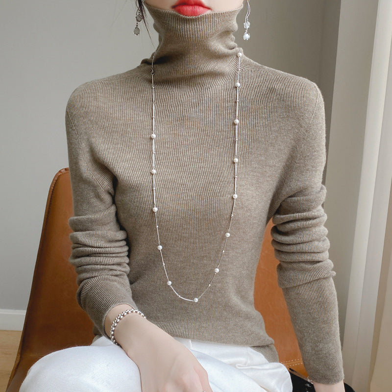 Damen Schmaler Rollkragen-Feinstrickpullover mit elastischer Rippenstruktur und minimalistischer Silhouette Drune