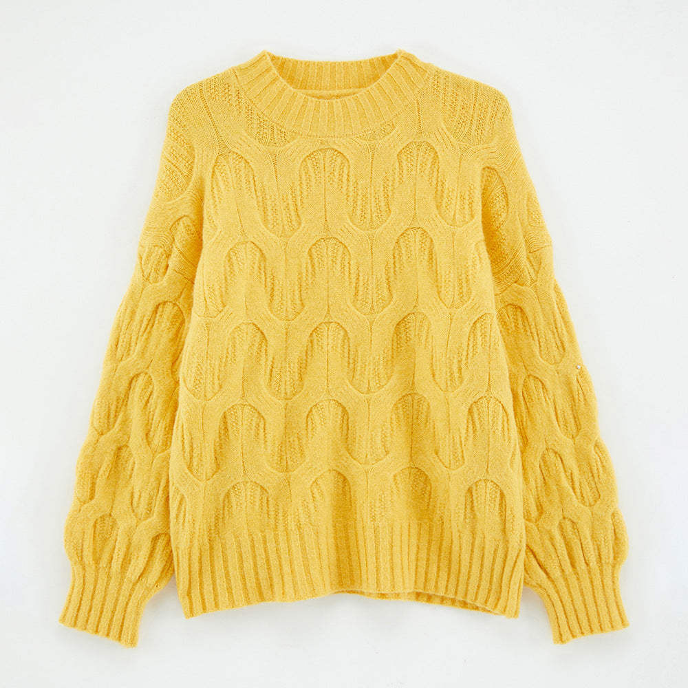 Damen Modischer Strickpullover mit einzigartigem Wellenmuster Drune
