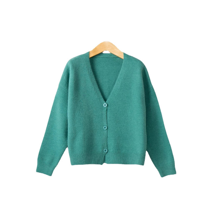 Damen Strickjacke mit V-Ausschnitt und Knopfdetails Drune