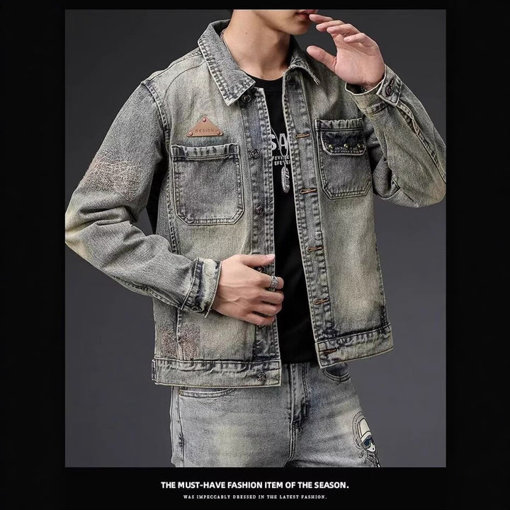 Herren Denimjacke mit einzigartigen Details Drune