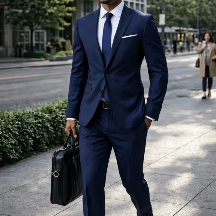 Herren Zweiteiliger Slim-Fit Businessanzug mit tailliertem Revers und schlanker Anzughose Drune