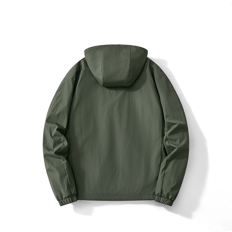 Herren Ultraleichter Kapuzen-Windbreaker mit atmungsaktivem Mesh‑Futter und verdecktem Reißverschluss Drune