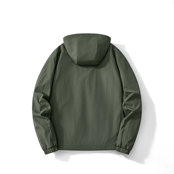 Herren Ultraleichter Kapuzen-Windbreaker mit atmungsaktivem Mesh‑Futter und verdecktem Reißverschluss Drune
