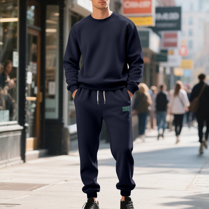 Herren lässiger Sweat-Anzug mit elastischem Bund und Kängurutaschen Drune