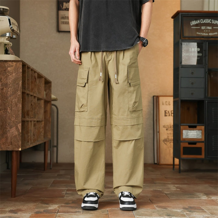 Herren Weite Tech-Cargo-Hose mit elastischem Tunnelzugbund und multifunktionalen Klapptaschen Drune