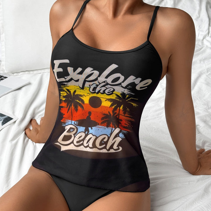 Damen Sportliches Tankini-Set mit trendigem Druck Drune