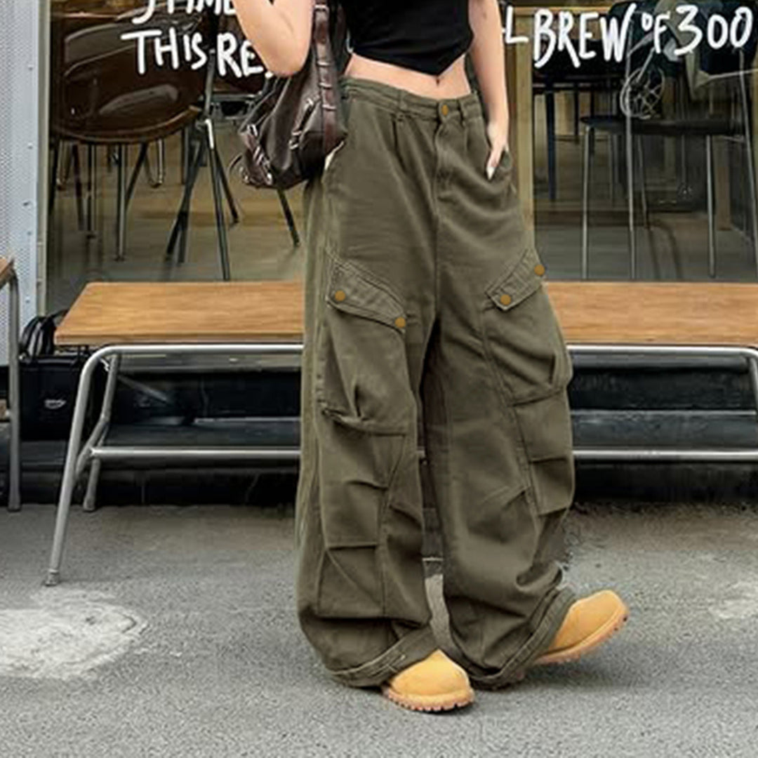 Damen Cargo-Hosen mit weitem Schnitt und mehreren Taschen Drune