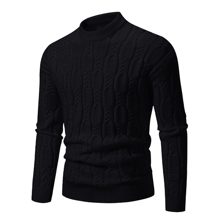 Herren Strickpullover mit Zopfdesign und hohem Kragen Drune