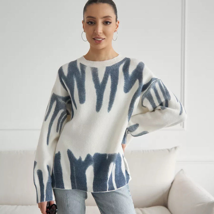 Damen Trendiger Strickpullover mit modischem Muster Drune