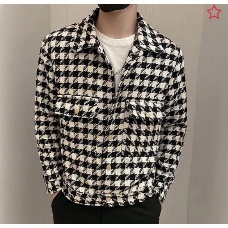 Herren Karierte Denimjacke im modernen Schnitt Drune