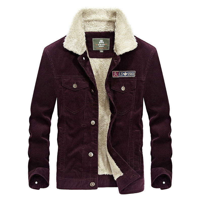 Herren Trucker-Cordjacke mit Teddyfutter und aufgesetzten Brusttaschen Drune