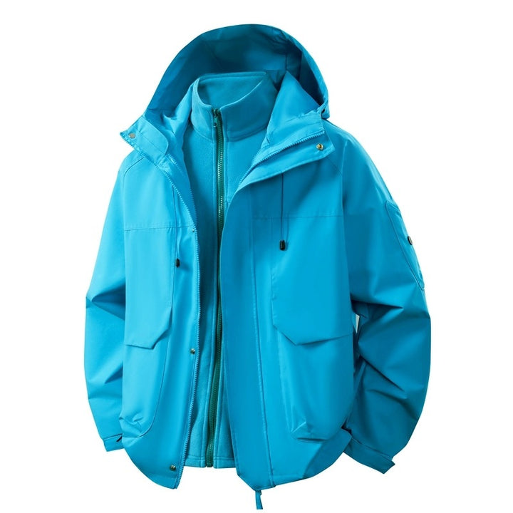 Herren Wasserabweisende Doppeljacke mit abnehmbarer Fleece‑Innenjacke und Kapuze Drune