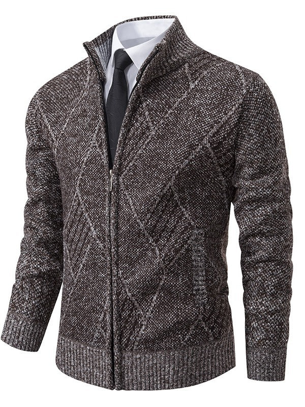 Herren Strickjacke mit modernem Zopfdesign und praktischem Reißverschluss Drune