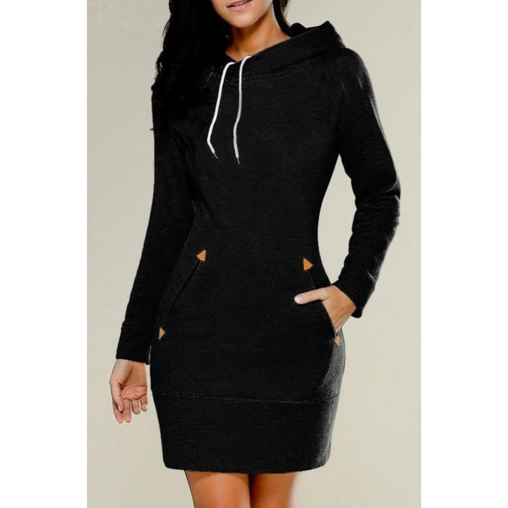 Damen Kapuzenkleid aus Sweat mit Kängurutaschen und taillierter Passform Drune