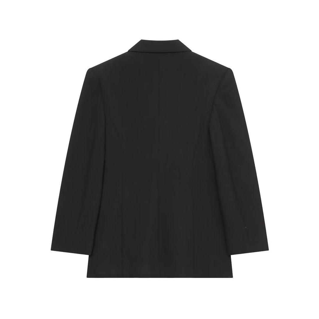 Damen Langer Blazer mit Reverskragen, tailliertem Schnitt und drei Knöpfen Drune