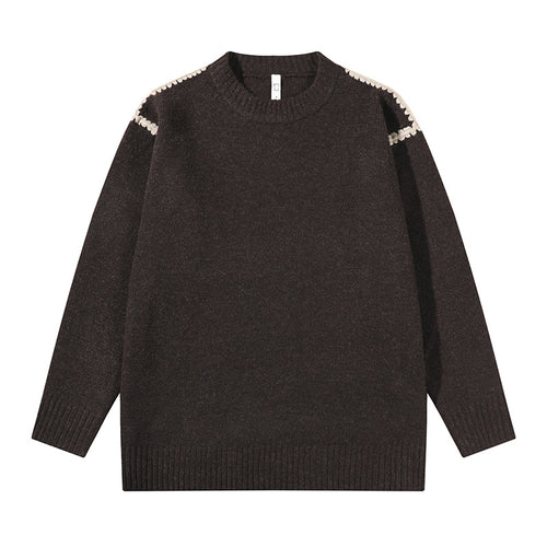 Unisex Oversize Feinstrick-Pullover mit Rundhalsausschnitt und Rippenbündchen Drune