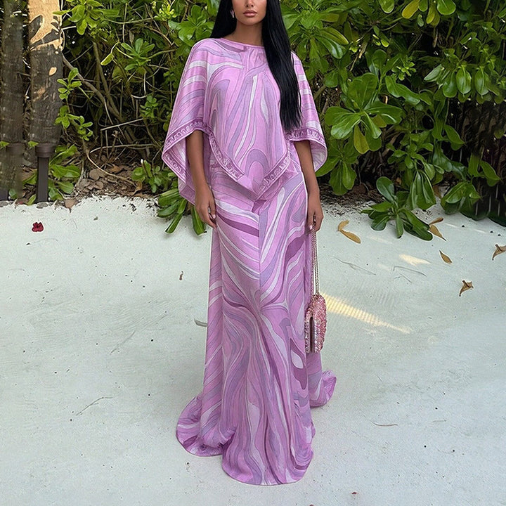 Damen Übergrößen-Maxikleid mit fließendem Schnitt und asymmetrischem Design Drune