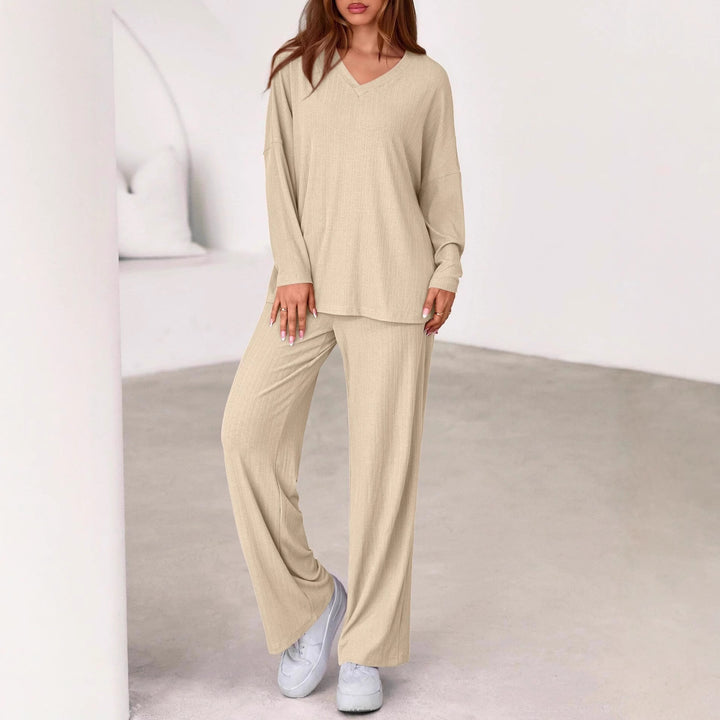 Damen elegantes und lässiges V-Ausschnitt Lounge-Set Drune