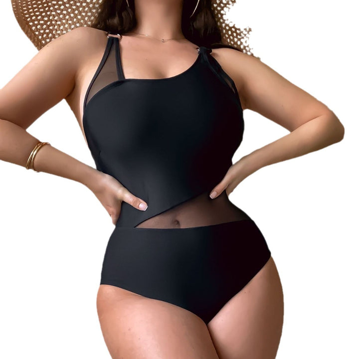 Damen Einteiliger Badeanzug mit transparenten Einsätzen und asymmetrischem Design Drune