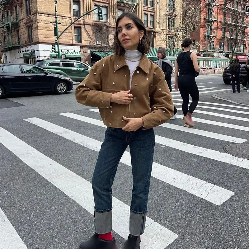 Damen Kurzjacke mit Perlen Drune