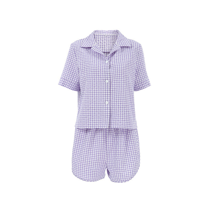 Damen Pyjama-Set mit kariertem Design und kurzen Ärmeln Drune
