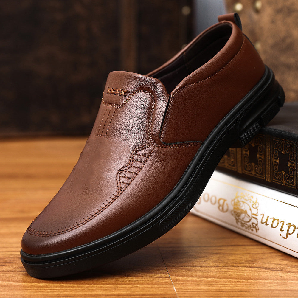 Herren Klassische Slip-On Lederschuhe mit gepolsterter Laufsohle Drune