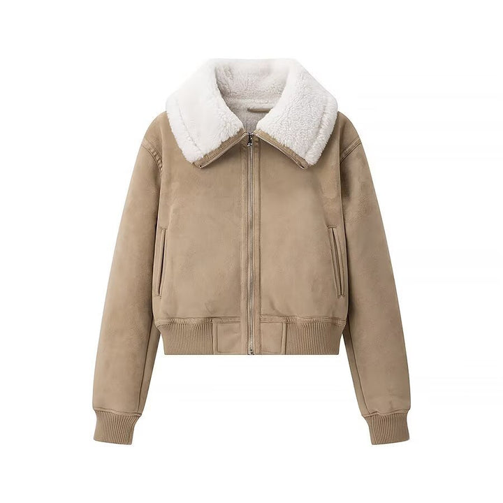 Damen elegante Steppjacke mit weichem Kunstfellkragen und praktischen Taschen Drune