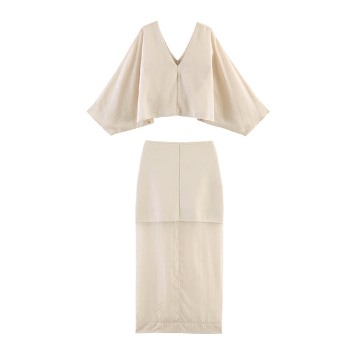 Damen Langer High‑Waist Maxirock mit semitransparentem Unterrock und feinem Strickbund Drune