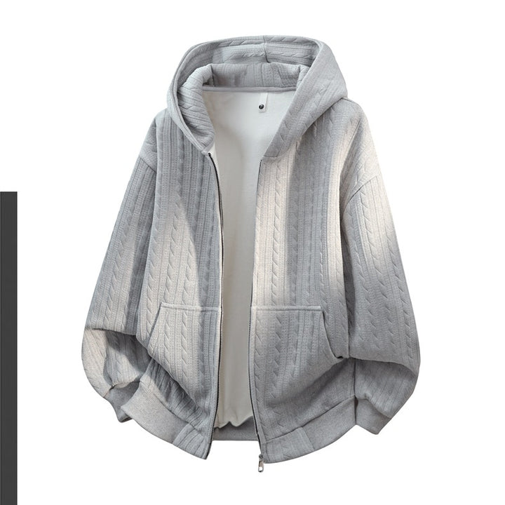 Damen Oversize Strick‑Kapuzenjacke mit Zopfmuster, Reißverschluss & Kängurutaschen Drune
