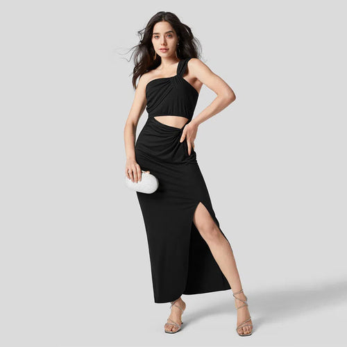 Damen Elegantes Wickelkleid mit asymmetrischen Cut-Out-Details und figurbetonter Silhouette Drune
