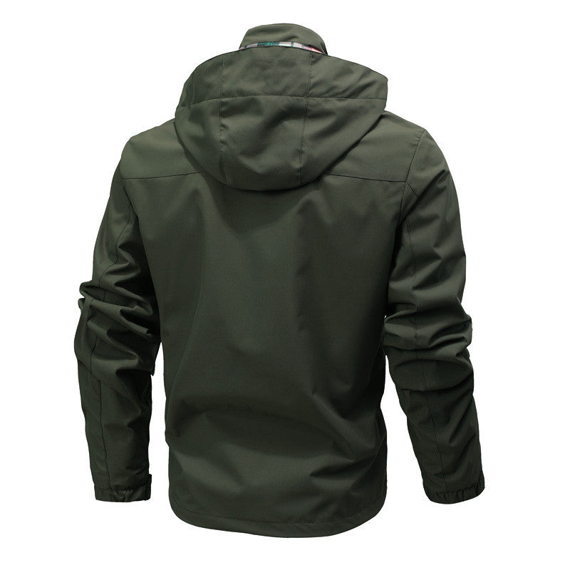 Herren Multitaschen-Softshell-Parka mit Kapuze und kariertem Innenfutter Drune