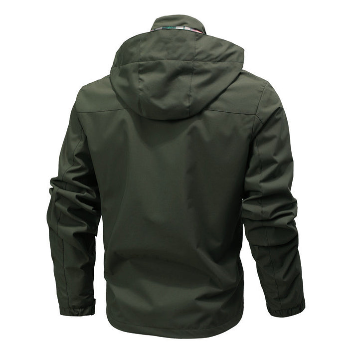 Herren Multitaschen-Softshell-Parka mit Kapuze und kariertem Innenfutter Drune
