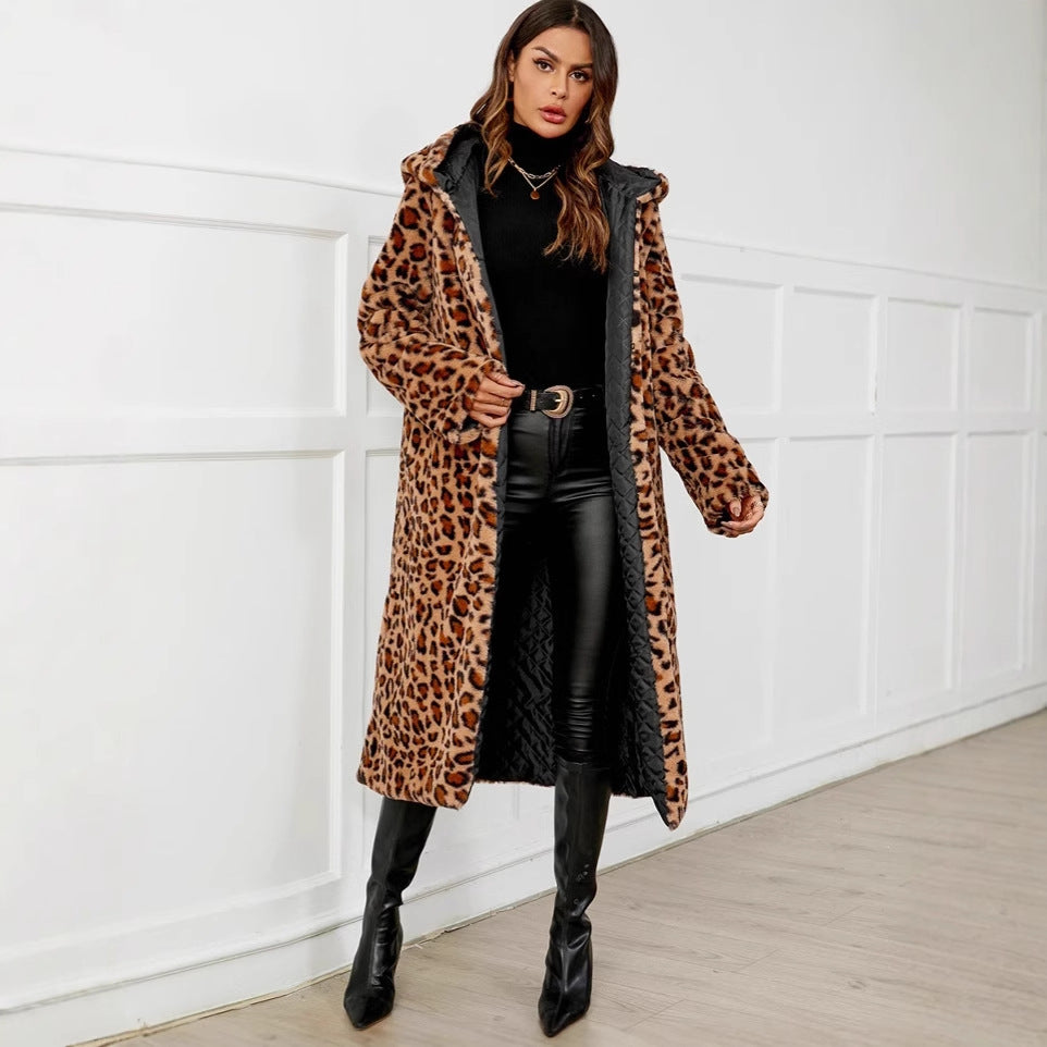 Damen Felljacke im Leopardenmuster Drune