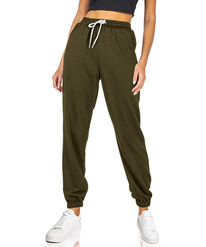 Damen bequeme Sweatpants mit elastischem Bund und Taschen Drune