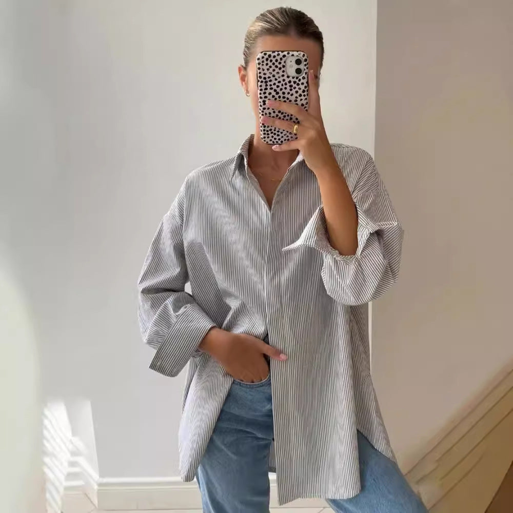Damen Oversized Hemdbluse Drune