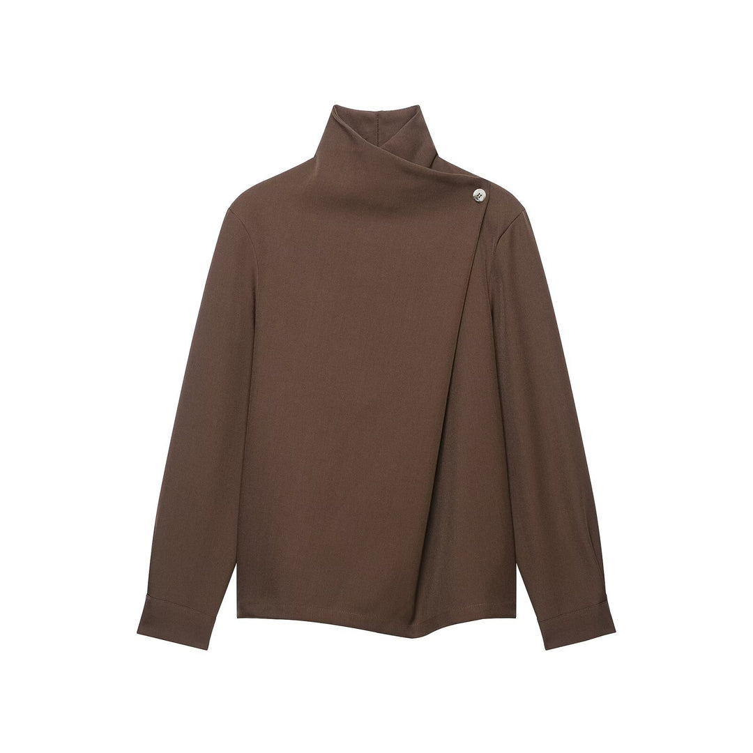 Damen Zweiteiliges Set aus asymmetrischer Rollkragenbluse und weiter Culottehose Drune