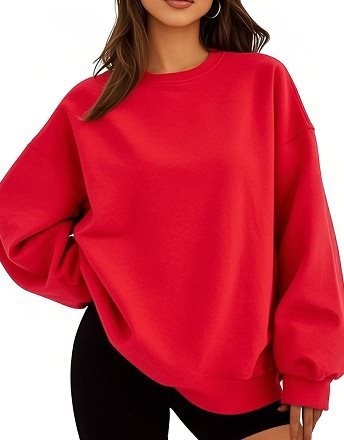 Damen Oversized Sweatshirt mit Rundhalsausschnitt, extraweichem French‑Terry und überschnittener Schulter Drune