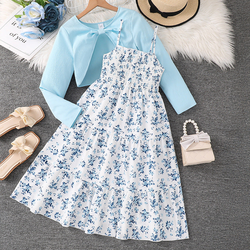 Mädchen Midi-Kleid mit schickem Rüschensaum und modischem Oberteil Drune