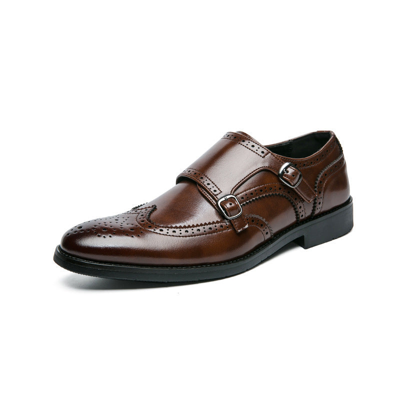 Herren elegante Doppelmonks mit Brogue-Lochung und gepolstertem Komfortfußbett Drune