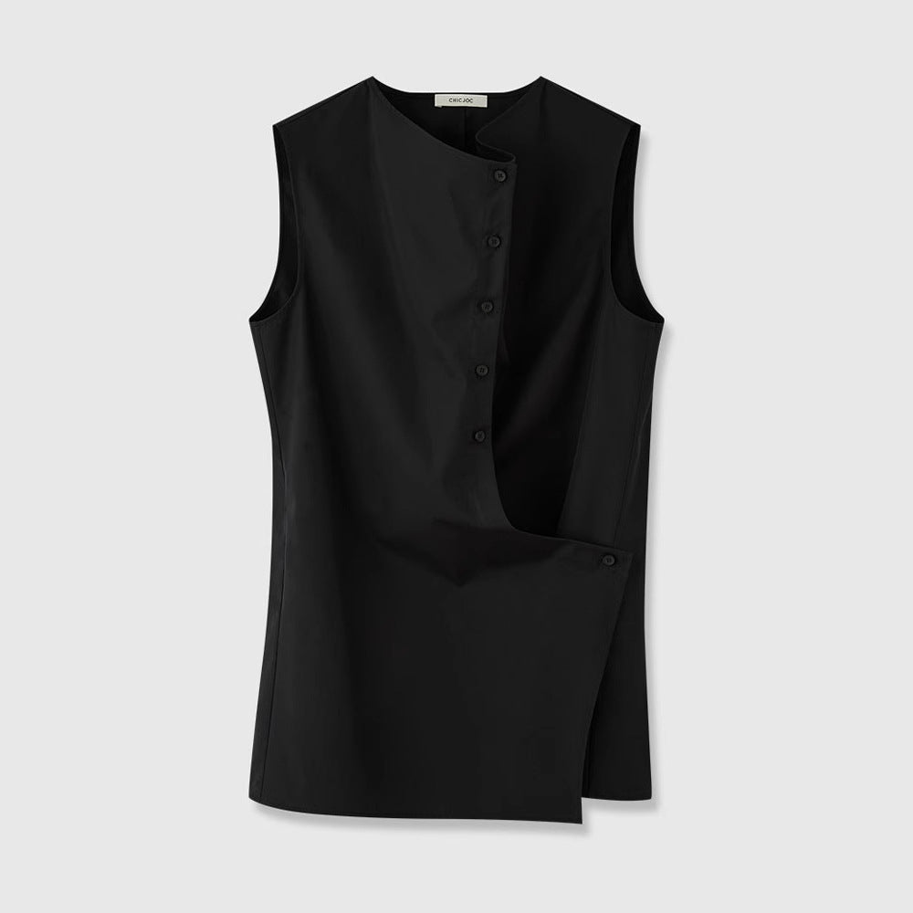 Damen Elegantes ärmelloses Hemd mit asymmetrischem Schnitt Drune
