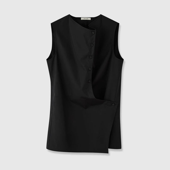 Damen Elegantes ärmelloses Hemd mit asymmetrischem Schnitt Drune
