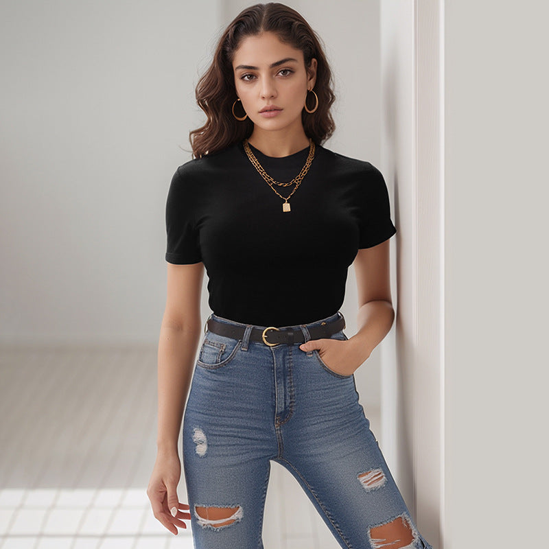 Damen High-Waist Straight-Jeans mit Destroyed-Kniepartie und schmaler Hüftpassform Drune